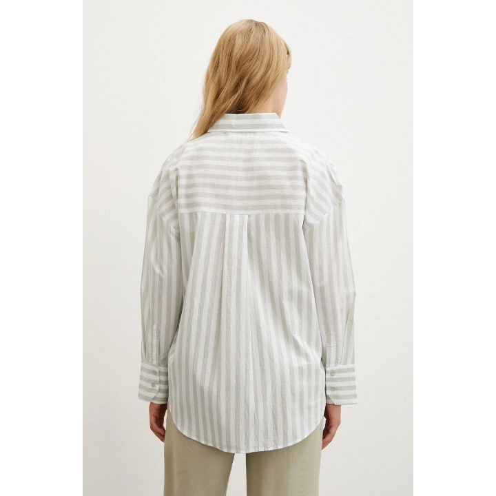 Cepli Çizgili Gömlek Mint