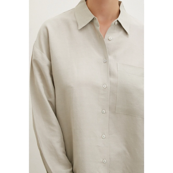 Cepli Oversize Gömlek Haki