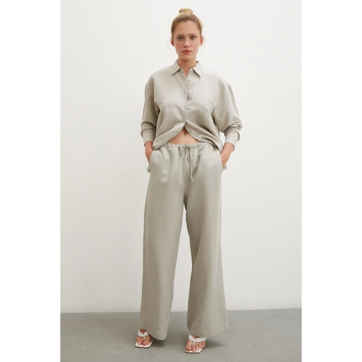 Cepli Oversize Gömlek Haki