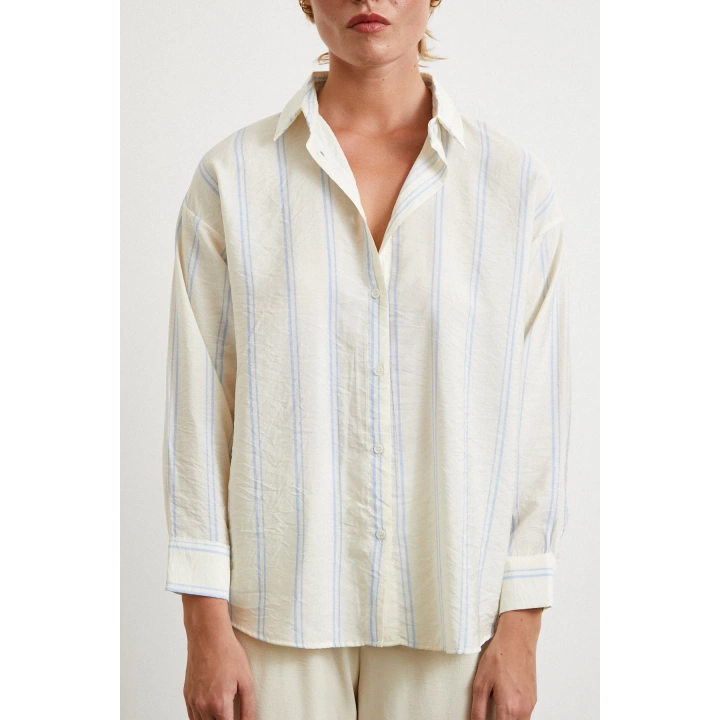 Çift Çizgili Modal Gömlek Mavi