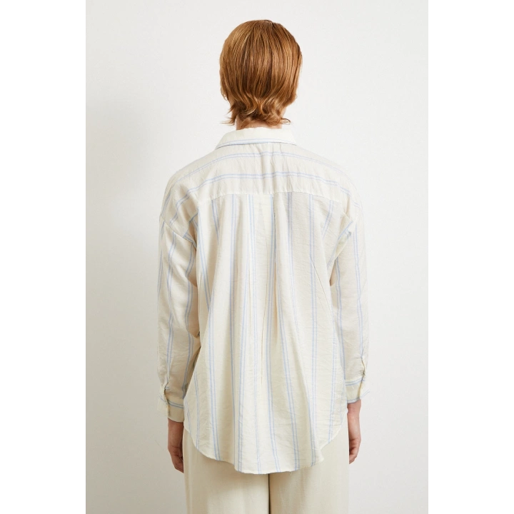 Çift Çizgili Modal Gömlek Mavi