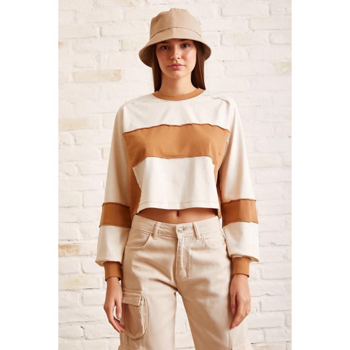 Çift Renk Oversize Sweatshirt Beyaz