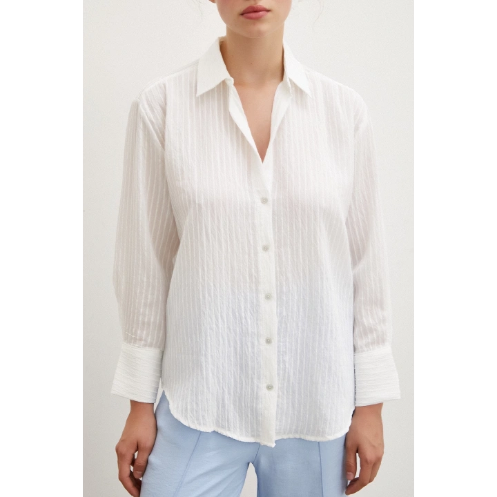 Çizgi Desenli Gömlek Beyaz