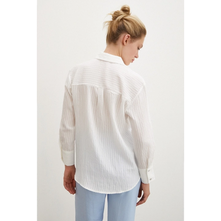 Çizgi Desenli Gömlek Beyaz