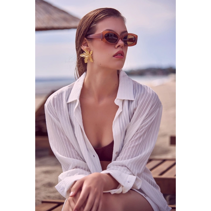 Çizgi Desenli Gömlek Beyaz