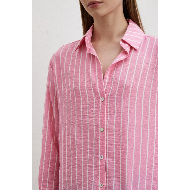 Çizgi Desenli Gömlek Pembe