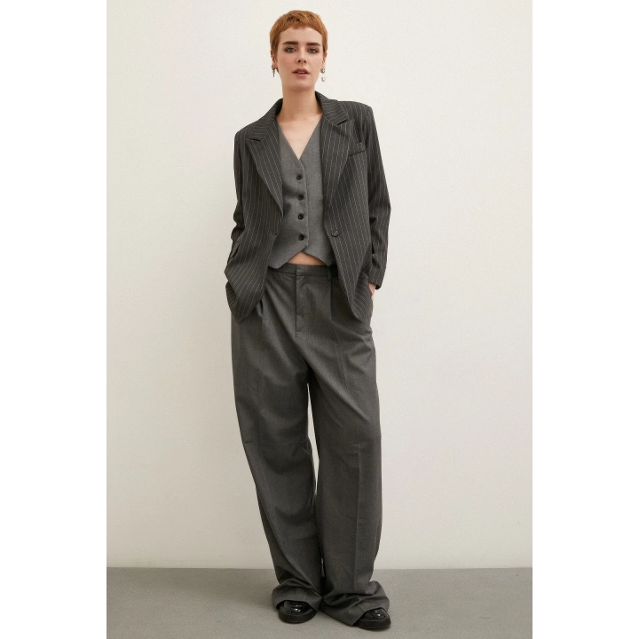 Çizgili Blazer Ceket Antirasit