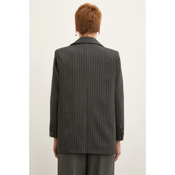 Çizgili Blazer Ceket Antirasit