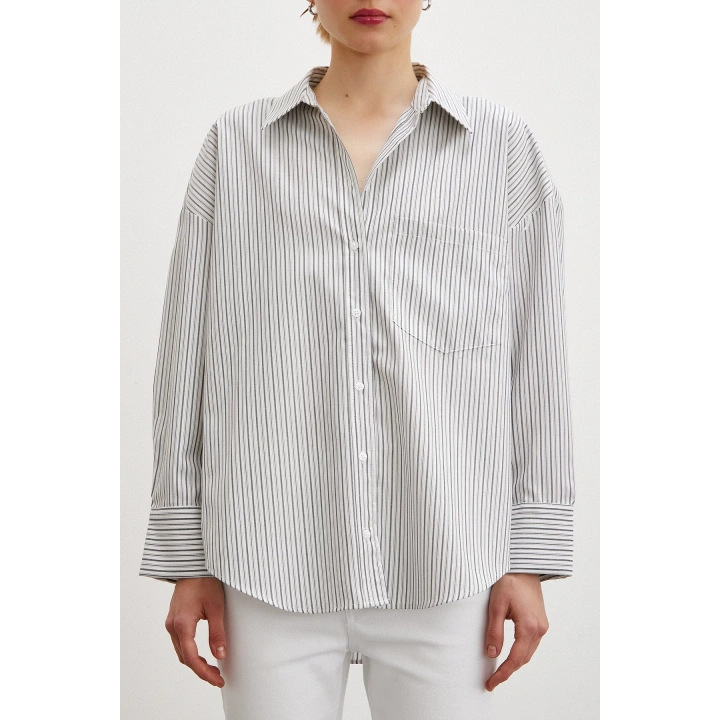 Çizgili Gömlek Ekru