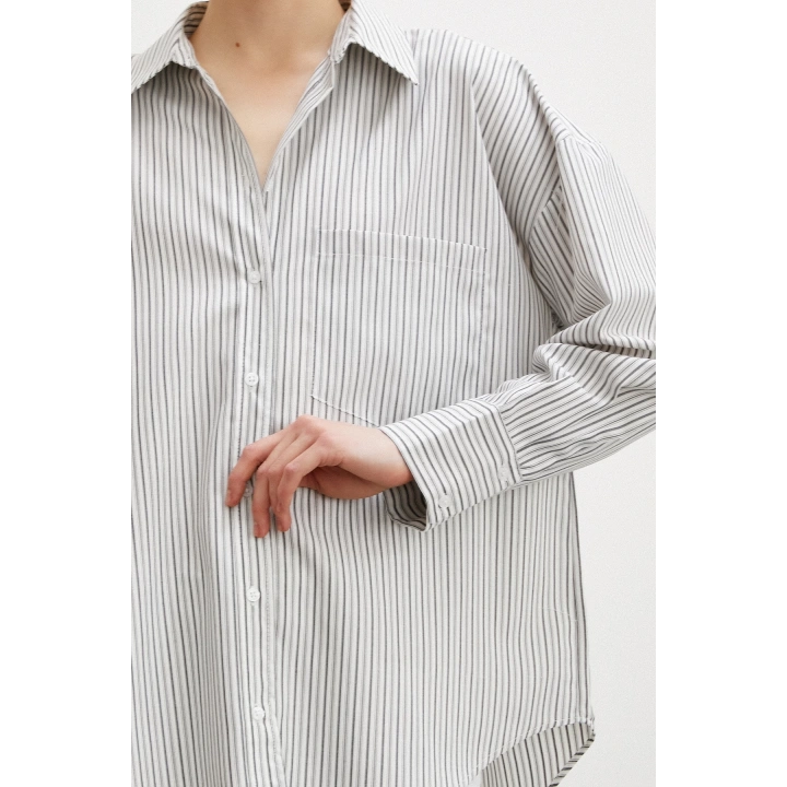 Çizgili Gömlek Ekru