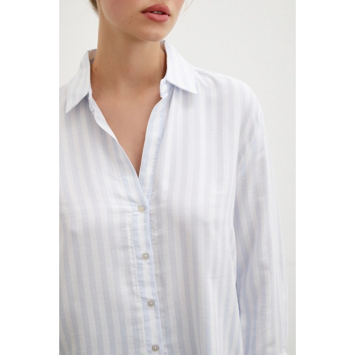 Çizgili Gömlek Mavi