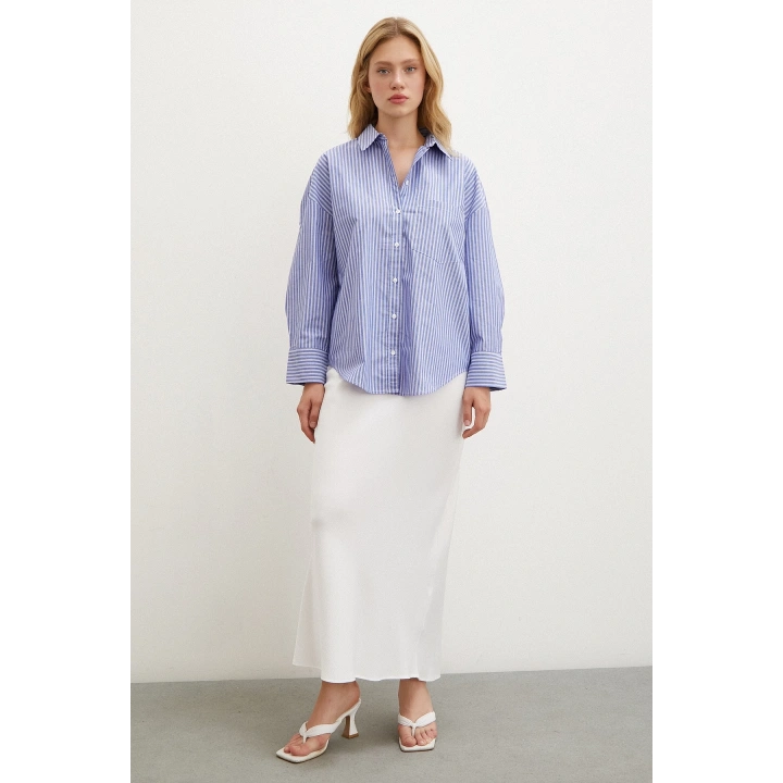 Çizgili Gömlek Mavi