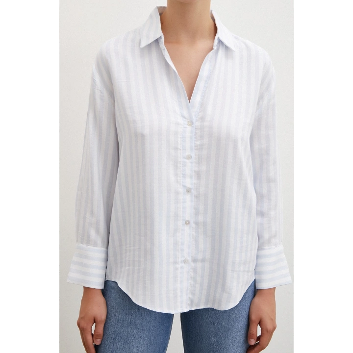 Çizgili Gömlek Mavi