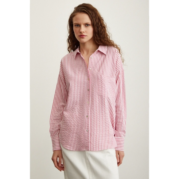 Çizgili Gömlek Pembe