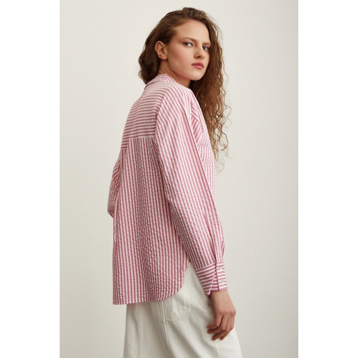 Çizgili Gömlek Pembe