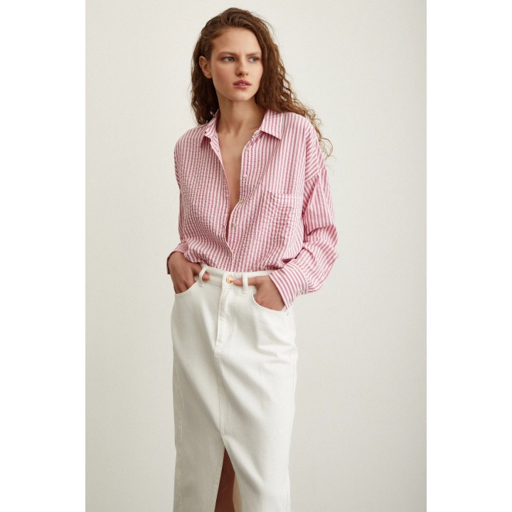 Çizgili Gömlek Pembe