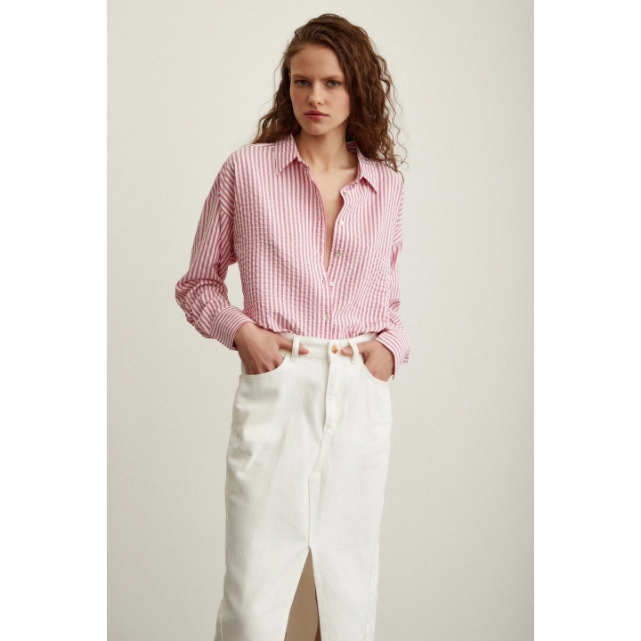 Çizgili Gömlek Pembe