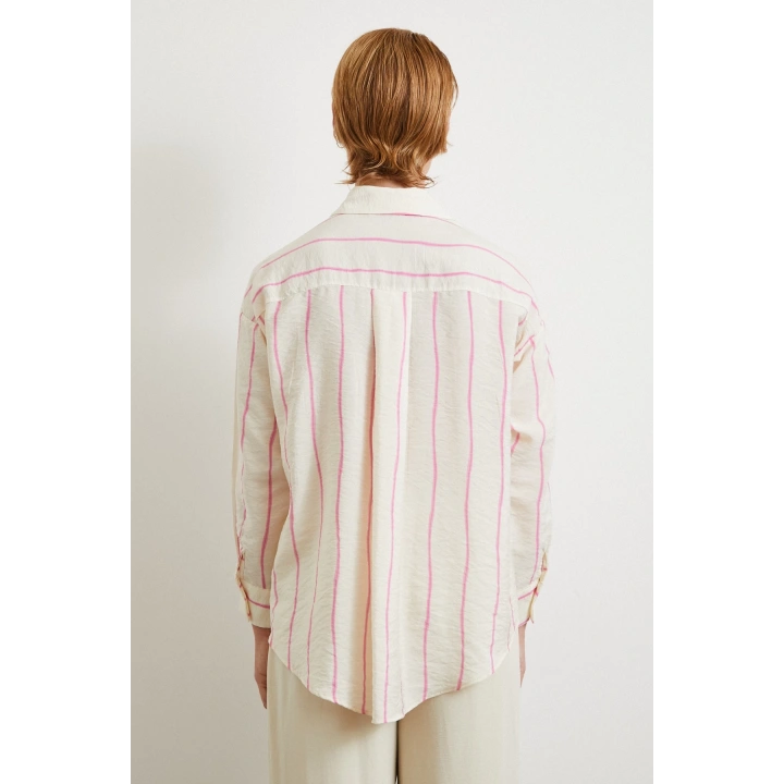 Çizgili Modal Gömlek Pembe