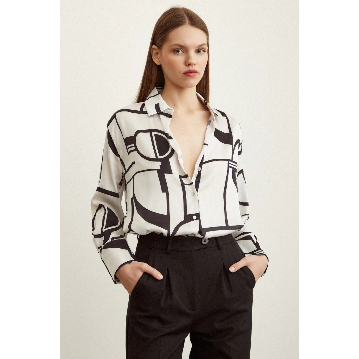 Çizgili Saten Gömlek Kemik