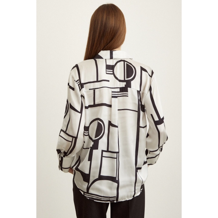 Çizgili Saten Gömlek Kemik