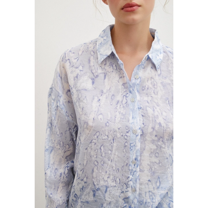 Damla Desenli Gömlek Mavi