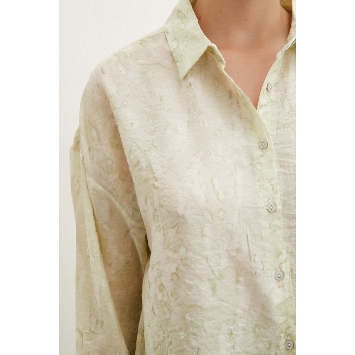 Damla Desenli Gömlek Yeşil