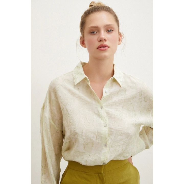 Damla Desenli Gömlek Yeşil