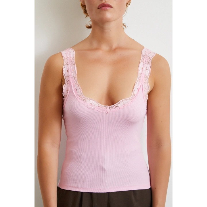 Dantel Askılı Top Pembe