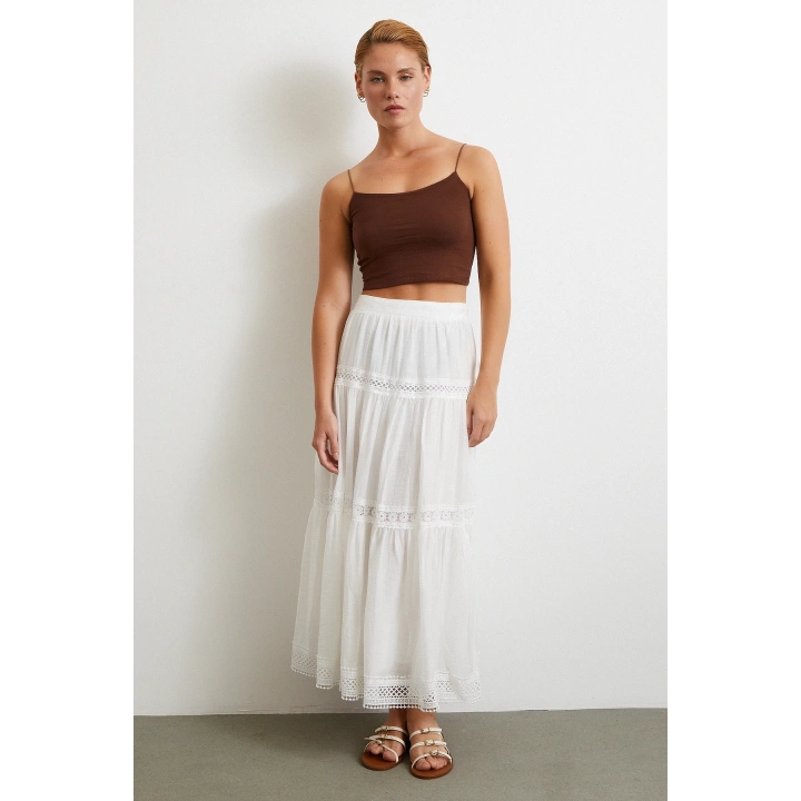 Dantelli Maxi Etek Beyaz