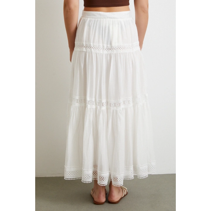 Dantelli Maxi Etek Beyaz