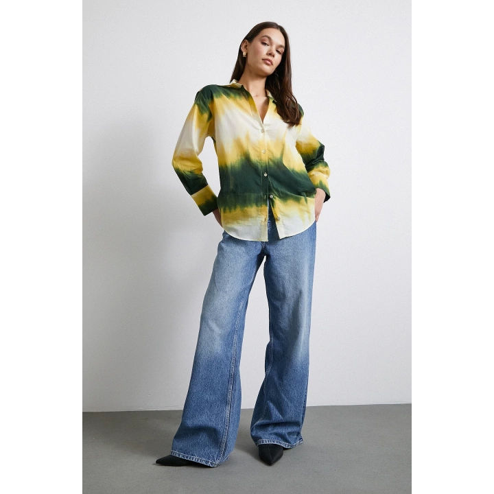 Degrade Desenli Gömlek Yeşil