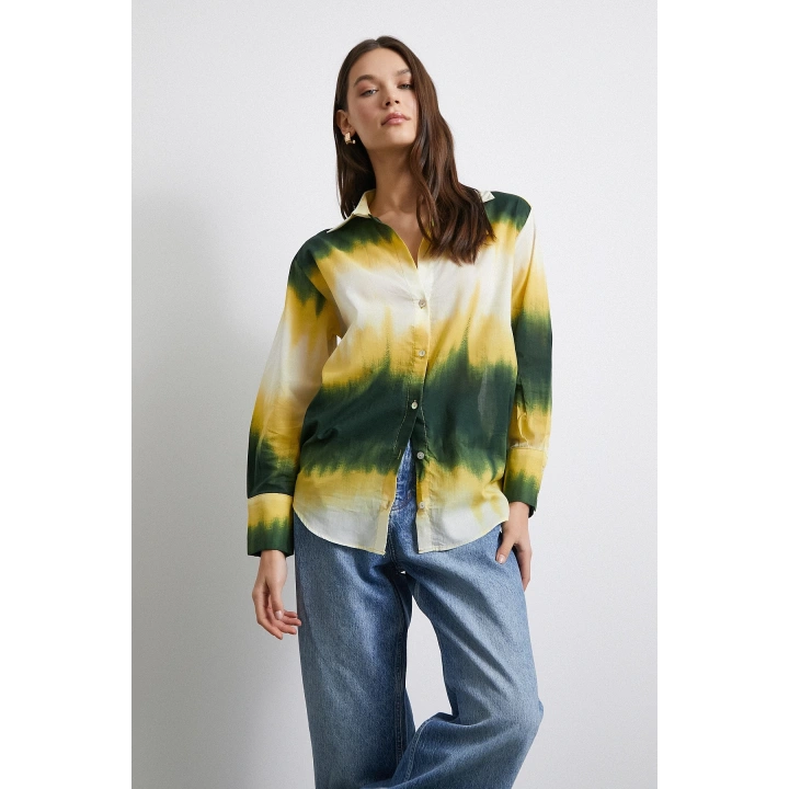 Degrade Desenli Gömlek Yeşil