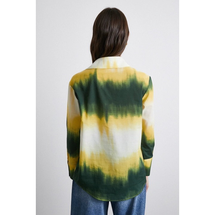 Degrade Desenli Gömlek Yeşil