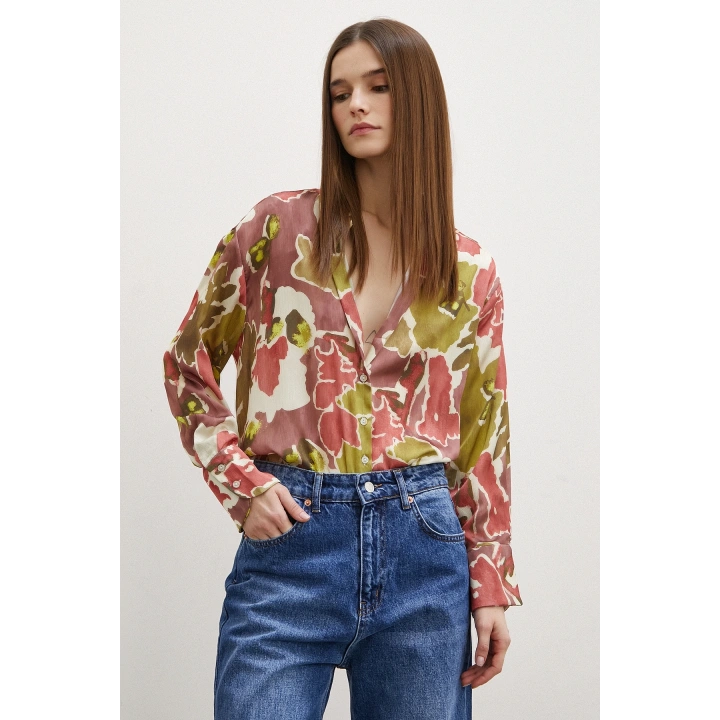 Desenli Gofret Gömlek Haki