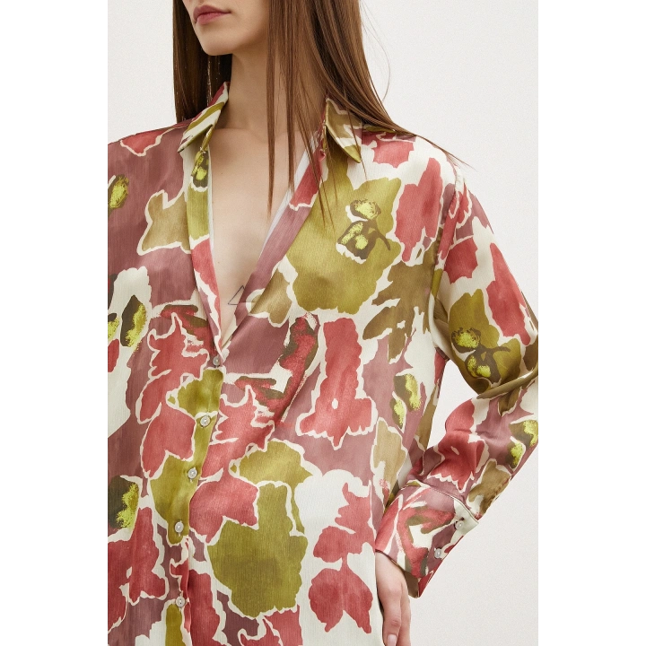 Desenli Gofret Gömlek Haki