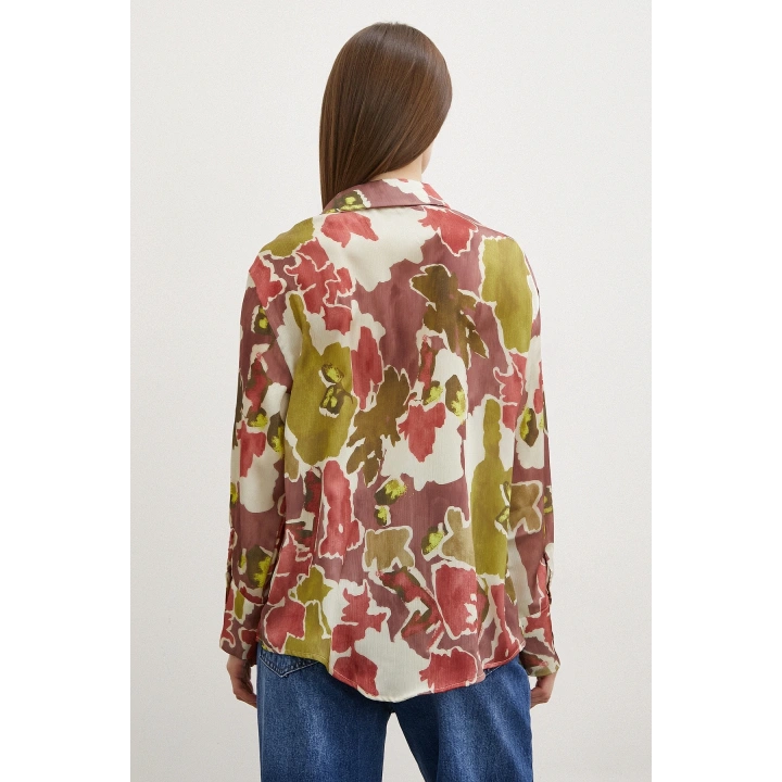 Desenli Gofret Gömlek Haki