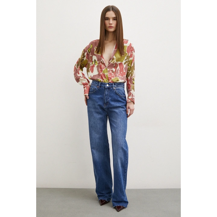 Desenli Gofret Gömlek Haki