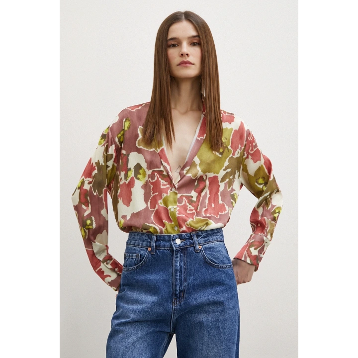 Desenli Gofret Gömlek Haki