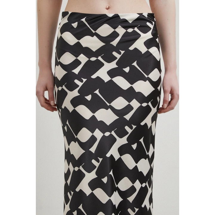 Desenli Maxi Verev Etek Bej