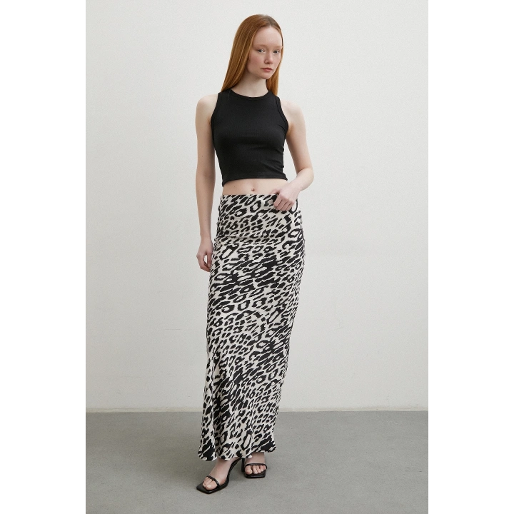 Desenli Maxi Verev Etek Ekru