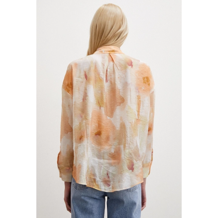 Desenli Oversize Gömlek Turuncu