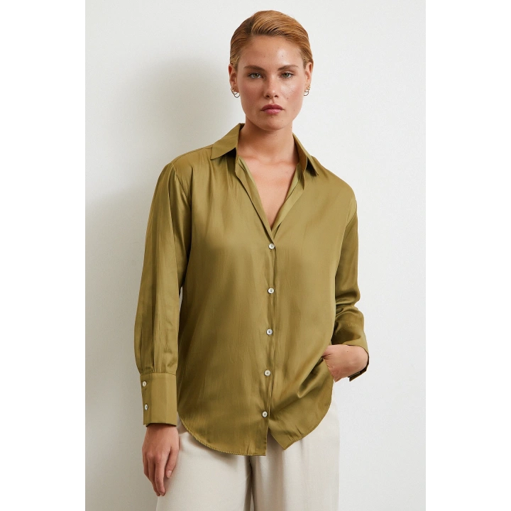 Diagonal Desen Gömlek Yeşil