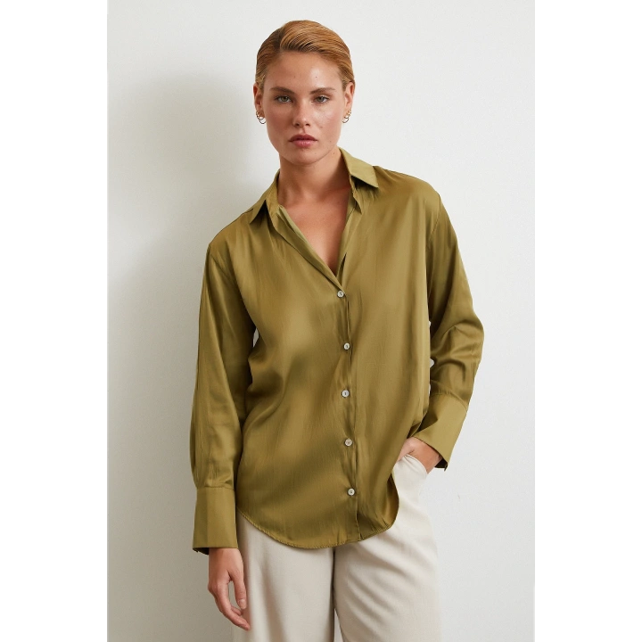 Diagonal Desen Gömlek Yeşil