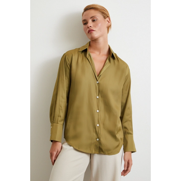 Diagonal Desen Gömlek Yeşil