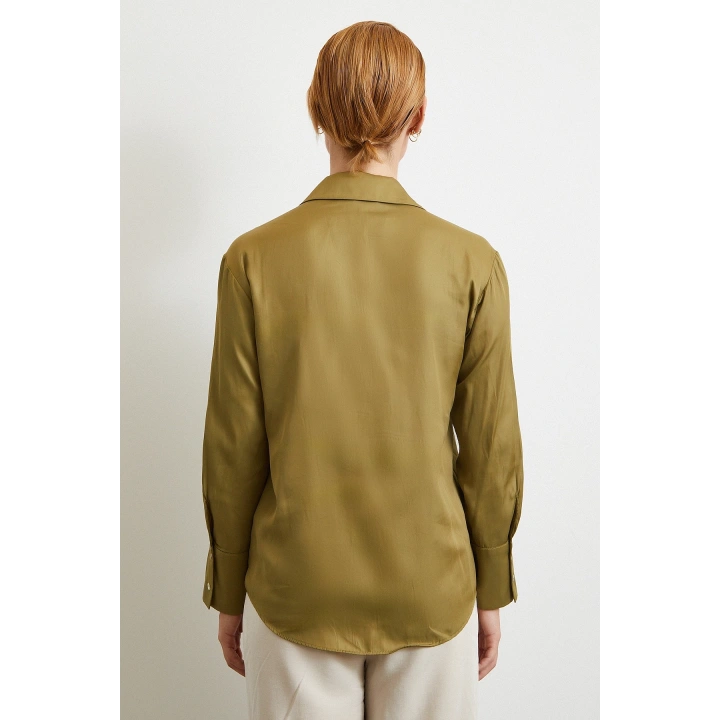 Diagonal Desen Gömlek Yeşil