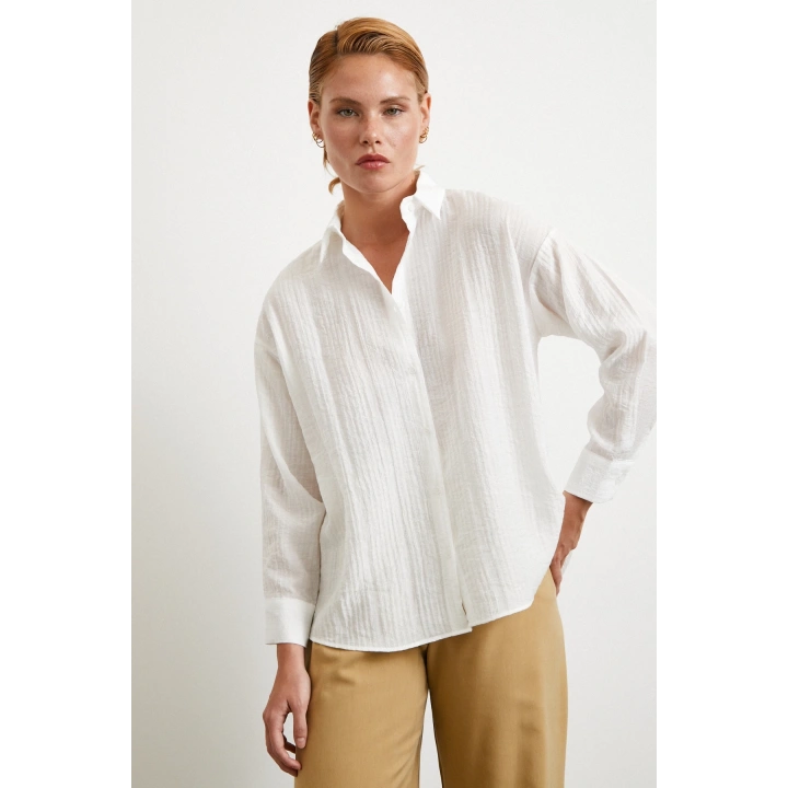 Dokulu Gömlek Beyaz