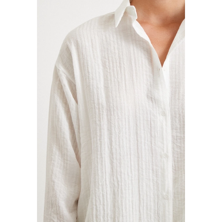 Dokulu Gömlek Beyaz