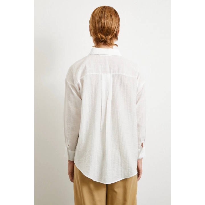 Dokulu Gömlek Beyaz