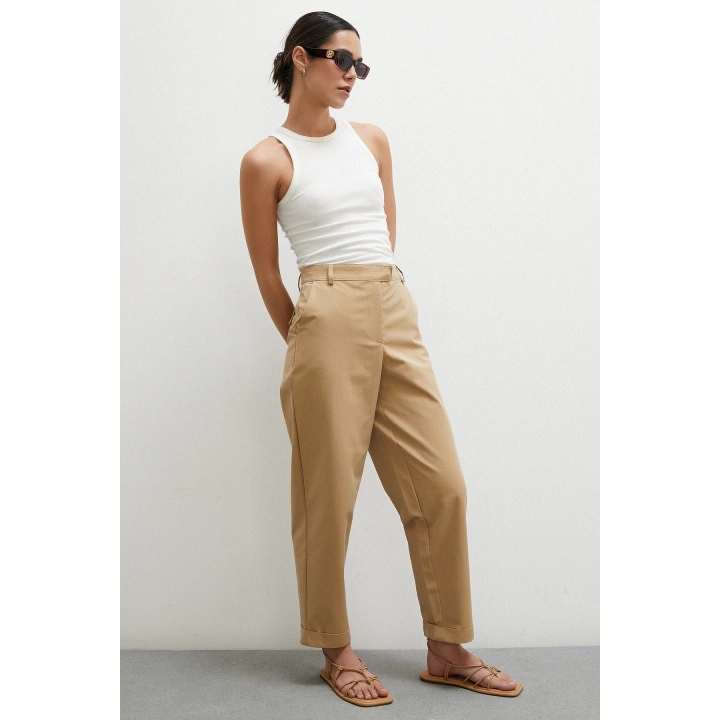 Duble Paçalı Pantolon Bej