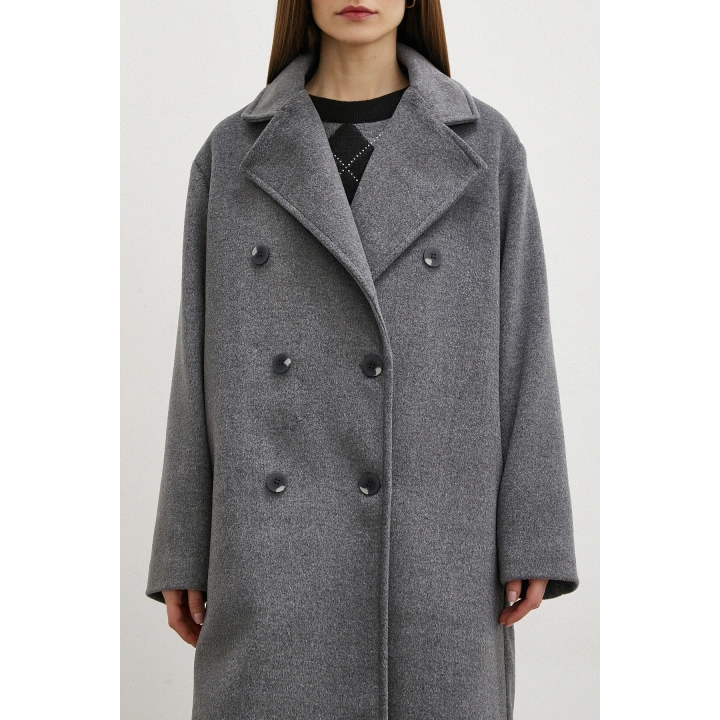 Düğme Detaylı Kaşe Kaban Antirasit